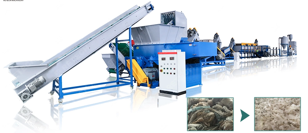 1000kg/Hr Complete PP PE Film Crushing Washing Squeezing and Pelletizing Line Recycling Solution